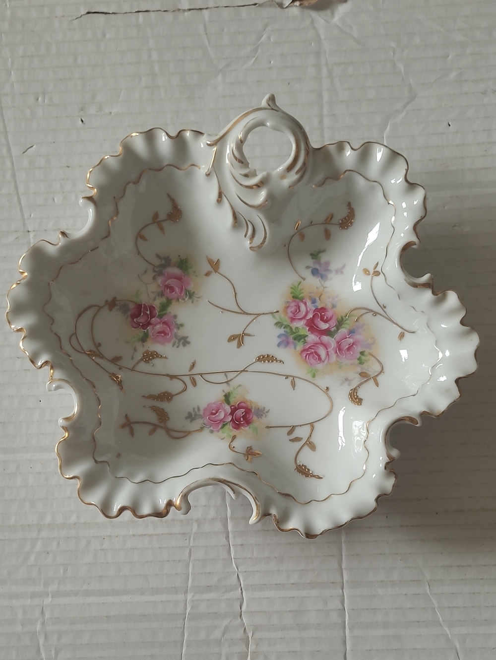 Vintage Arnart Porcelain Plate Crossed Arrows # 410 24K Gold Japan Pink Roses
